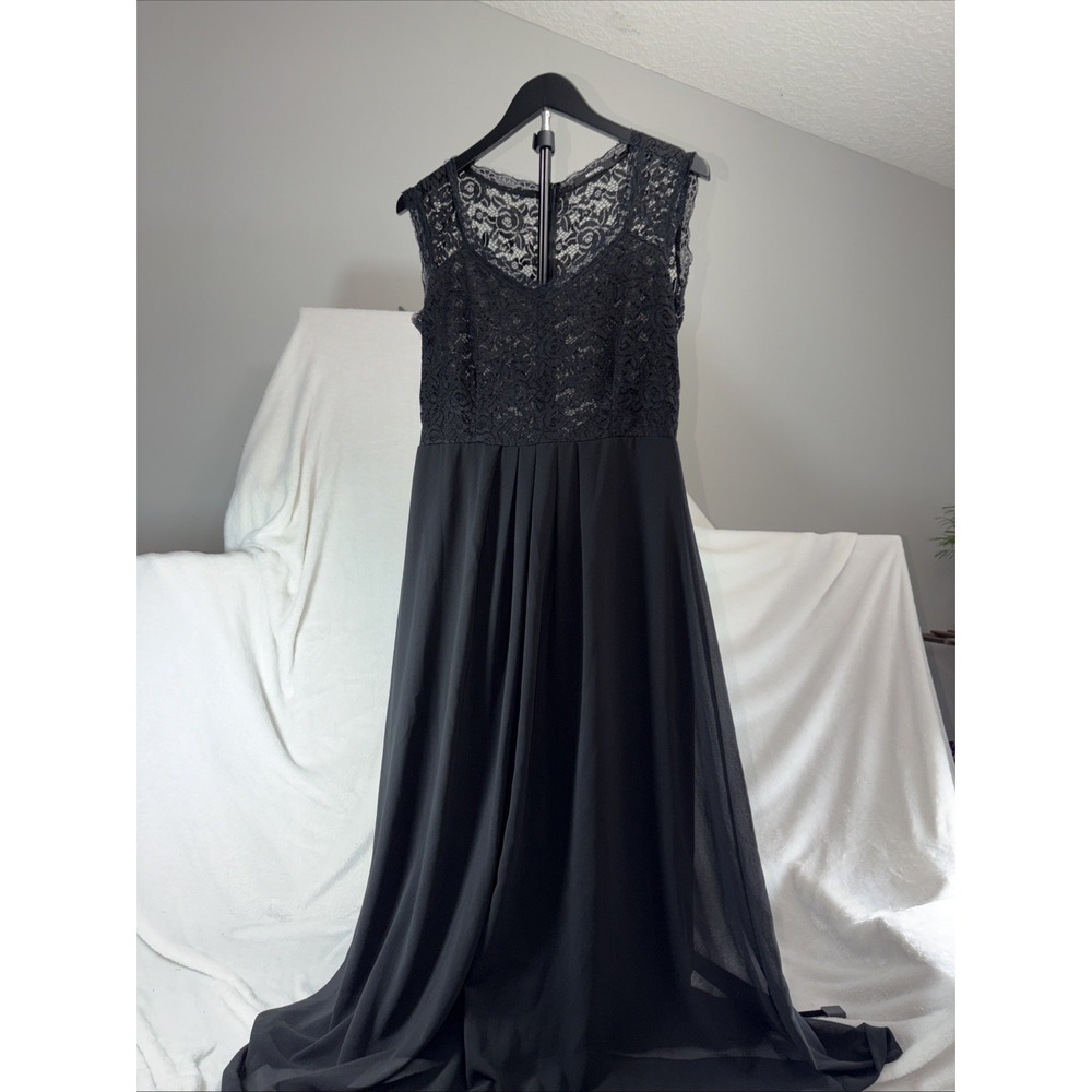 Classic Timeless Miusol Gown Black Lace Top Long Chiffon Skirt Gown Med Elegant‎ - Picture 2 of 12